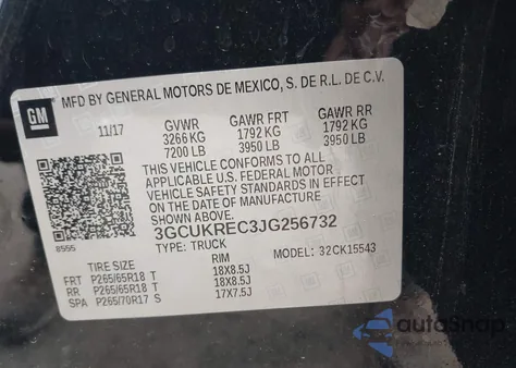 2018 Chevrolet Silverado 1500 1Lt z USA, uszkodzony, nr VIN 3GCUKREC3JG256732